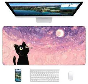 XL Gaming Mouse Pad, 31.5x15.7'' Large Desk Mat with Anti-Slip Rubber Base & Stitched Edges for Gaming, Office, Home, Van Gogh Cat XL Gaming Mouse Pad, 31.5x15.7'' Large Desk Mat with Anti-Slip Rubber Base & Stitched Edges for Gaming, Office, Home, Van Gogh Cat