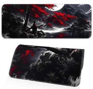 Japanese Dark Red Moon Gaming Mouse Pad, Extended Mouse Pad with Non-Slip Base, Full Keyboard Pad with Stitched Edges, Large Desk Pad for Gaming, Office, Home 31.5 x 11.8 Inch Japanese Dark Red Moon Gaming Mouse Pad, Extended Mouse Pad with Non-Slip Base, Full Keyboard Pad with Stitched Edges, Large Desk Pad for Gaming, Office, Home 31.5 x 11.8 Inch