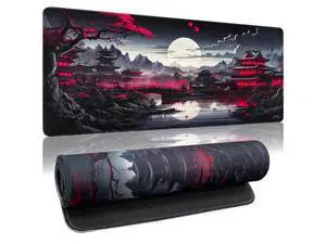 Anime Mouse Pad, 31.5 x 11.8" Large Mouse Pad for Desk, Expanded Black Gaming Mousepad with Stitched Edges, Non-Slip Japanese Dark Moon Keyboard Mat for Gaming Home Office Anime Mouse Pad, 31.5 x 11.8" Large Mouse Pad for Desk, Expanded Black Gaming Mousepad with Stitched Edges, Non-Slip Japanese Dark Moon Keyboard Mat for Gaming Home Office