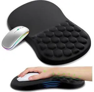 Ergonomic Mouse Pad with Wrist Rest, Carpal Tunnel Mousepad Waist Support, Memory Foam Massage Design Pain Relief (ABCD234) Ergonomic Mouse Pad with Wrist Rest, Carpal Tunnel Mousepad Waist Support, Memory Foam Massage Design Pain Relief (ABCD234)