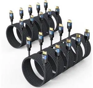 wusu 8K HDMI 2.1 Cables 10 FT 10-Pack, 48Gbps Ultra High Speed HDMI Braided Cord 10 Feet, 8K@60Hz, 4K@120Hz, HDCP 2.2&2.3, 3D, ARC/eARC, HDR10+ for Soundbar, TV, PS5/4, Xbox, Roku, Monitor, PC etc wusu 8K HDMI 2.1 Cables 10 FT 10-Pack, 48Gbps Ultra High Speed HDMI Braided Cord 10 Feet, 8K@60Hz, 4K@120Hz, HDCP 2.2&2.3, 3D, ARC/eARC, HDR10+ for Soundbar, TV, PS5/4, Xbox, Roku, Monitor, PC etc