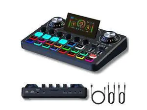 _Mega Brand Audio Mixer,Live Sound Card with DJ Mixer Effects & Voice Changer, Denoise, One Click Mute, Sound Board with RGB, Bluetooth,Music Recording Equipment, Ideal for Streaming/Podcasting/Gaming _Mega Brand Audio Mixer,Live Sound Card with DJ Mixer Effects & Voice Changer, Denoise, One Click Mute, Sound Board with RGB, Bluetooth,Music Recording Equipment, Ideal for Streaming/Podcasting/Gaming