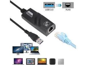 USB to Ethernet Adapter USB 3.0 to 10/100/1000 Gigabit Ethernet LAN Network Adapter, Support Windows 10/8.1/8/7/Vista/XP for Desktop Laptop Apple MacBook Linux USB to Ethernet Adapter USB 3.0 to 10/100/1000 Gigabit Ethernet LAN Network Adapter, Support Windows 10/8.1/8/7/Vista/XP for Desktop Laptop Apple MacBook Linux