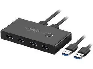 UGREEN USB 3.0 Sharing Switch Selector 4 Port 2 Computers Peripheral Switcher Adapter Hub for PC, Printer, Scanner, Mouse, Keyboard with One Button Swapping and 2 Pack USB Male Cable UGREEN USB 3.0 Sharing Switch Selector 4 Port 2 Computers Peripheral Switcher Adapter Hub for PC, Printer, Scanner, Mouse, Keyboard with One Button Swapping and 2 Pack USB Male Cable