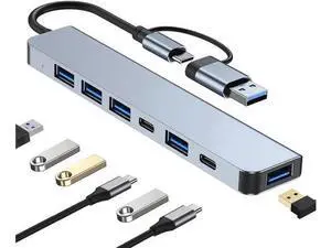 USB Splitter HUB, 7 in 1 Multiport USB C Adapter with 1 USB 3.0,4 USB 2.0, 60W PD, USB-C Port Compatible for MacBook, Surface Pro/Go, Pad Pro/Air, Laptop and More USB A & Type C Devices USB Splitter HUB, 7 in 1 Multiport USB C Adapter with 1 USB 3.0,4 USB 2.0, 60W PD, USB-C Port Compatible for MacBook, Surface Pro/Go, Pad Pro/Air, Laptop and More USB A & Type C Devices