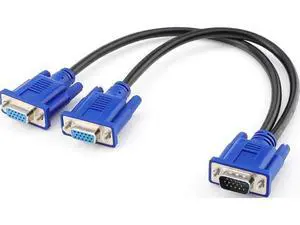 VGA Monitor Y-Splitter Cable,VGA 1 Male to Dual 2 VGA Female Adapter Converter Video Cable for Screen Duplication - 1 Foot VGA Monitor Y-Splitter Cable,VGA 1 Male to Dual 2 VGA Female Adapter Converter Video Cable for Screen Duplication - 1 Foot