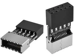 USB 2.0 to USB 3.2 Gen 1 Header Adapter, Mainboard 9 Pin Male to USB 3.1 Type-E (A-Key) Female Converter for Extending USB C Ports on Front Panel of PC (2 Pack) USB 2.0 to USB 3.2 Gen 1 Header Adapter, Mainboard 9 Pin Male to USB 3.1 Type-E (A-Key) Female Converter for Extending USB C Ports on Front Panel of PC (2 Pack)