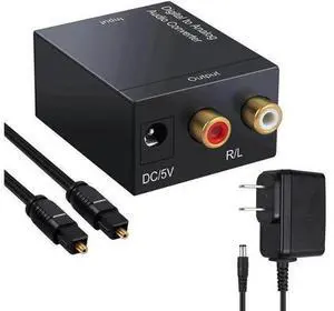 Digital to Analog Audio Converter DAC and Optical SPDIF Toslink Coaxial to Analog Stereo L/R Converter, Audio Analog Converter with Optical Cable/Power Adapter for PS3 PS4 PS5 Xbox Roku Digital to Analog Audio Converter DAC and Optical SPDIF Toslink Coaxial to Analog Stereo L/R Converter, Audio Analog Converter with Optical Cable/Power Adapter for PS3 PS4 PS5 Xbox Roku