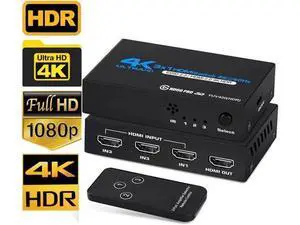 HDMI Switch 3 Ports (3 x 1) 4K 60Hz HDMI 2.0 Switcher with IR Remote Control Support HDR & HDCP 2.2 & 3D &Full HD 1080P, Compatible for PS3/PS4, Xbox 360/One HDTV Blu-Ray Player, OZQ2-1 HDMI Switch 3 Ports (3 x 1) 4K 60Hz HDMI 2.0 Switcher with IR Remote Control Support HDR & HDCP 2.2 & 3D &Full HD 1080P, Compatible for PS3/PS4, Xbox 360/One HDTV Blu-Ray Player, OZQ2-1