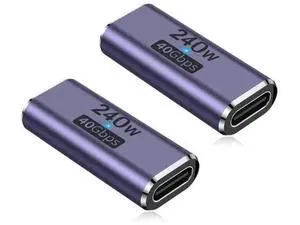 240W USB C Coupler (2 Pack), USB Type C Female to Female Adapter Extender Compatible with Thunderbolt 4/3 Support up to 240W Charging, 40Gbps Data Transfer and 8K@60Hz Video 240W USB C Coupler (2 Pack), USB Type C Female to Female Adapter Extender Compatible with Thunderbolt 4/3 Support up to 240W Charging, 40Gbps Data Transfer and 8K@60Hz Video