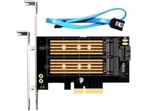 PA12 Dual M.2 SSD PCIe X4 Adapter Without Heatsink for One M.2 NVMe SSD and One M.2 SATA SSD, Support PCIe 4.0 SSD and OS Boot from M.2 NVMe SSD PA12 Dual M.2 SSD PCIe X4 Adapter Without Heatsink for One M.2 NVMe SSD and One M.2 SATA SSD, Support PCIe 4.0 SSD and OS Boot from M.2 NVMe SSD