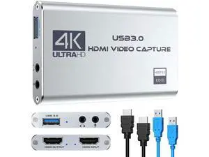 Video Capture Card 4K 1080P 60FPS, USB 3.0 HDMI Video Capture Device, HD Game Capture Card for Streaming, Work with PS4/PS5/Xbox/PC/Mac Windows 10/11 Video Capture Card 4K 1080P 60FPS, USB 3.0 HDMI Video Capture Device, HD Game Capture Card for Streaming, Work with PS4/PS5/Xbox/PC/Mac Windows 10/11