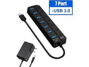 7 Port Powered USB Hub, USB3.0 Data Hub with 7 USB 3.0 Data Port , USB Charging Hub for Mobile HDD, MacBook, iMac, Mac Pro/Mini, iPad Air, PC, Laptop, and More 7 Port Powered USB Hub, USB3.0 Data Hub with 7 USB 3.0 Data Port , USB Charging Hub for Mobile HDD, MacBook, iMac, Mac Pro/Mini, iPad Air, PC, Laptop, and More