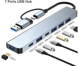 USB Hub for Laptop,USB C & USB Hub,7 Port USB Hub,USB Splitter for PC,USB Extender USB Hub for PC Laptop,MacBook Docking Station PC iMac Pro Air Mac Mini/Pro, Notebook PC PS4,Aluminum USB Hub for Laptop,USB C & USB Hub,7 Port USB Hub,USB Splitter for PC,USB Extender USB Hub for PC Laptop,MacBook Docking Station PC iMac Pro Air Mac Mini/Pro, Notebook PC PS4,Aluminum