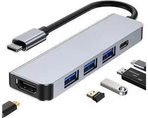USB C Hub, 5 in 1 USB C to 4K HDMI Splitter, USB 3.0, 2*USB 2.0, 4K HDMI Port, PD 100W Charging, for iPad Pro MacBook Pro Laptops and More USB C Hub, 5 in 1 USB C to 4K HDMI Splitter, USB 3.0, 2*USB 2.0, 4K HDMI Port, PD 100W Charging, for iPad Pro MacBook Pro Laptops and More