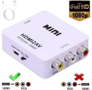 HDMI to AV HDMI to RCA,HDMI to 1080P Mini RCA Composite Cvbs AV Video Audio Converter Adapter Supporting PAL/Ntsc with USBPower Cable for PC Laptop Xbox PS3/4 TV Stb VHS VCR Camera White HDMI to AV HDMI to RCA,HDMI to 1080P Mini RCA Composite Cvbs AV Video Audio Converter Adapter Supporting PAL/Ntsc with USBPower Cable for PC Laptop Xbox PS3/4 TV Stb VHS VCR Camera White