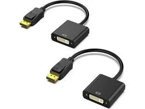 DisplayPort to DVI DVI-D Single Link Adapter, Display Port to DVI Converter Male to Female Black 2-Pack DisplayPort to DVI DVI-D Single Link Adapter, Display Port to DVI Converter Male to Female Black 2-Pack