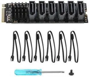 FOR PCIE to SATA 6Gpbsx6-Port Expansion Card+SATA Cable M.2 MKEY PCI-E Riser Card M.2 NVME to SATA3.0 ASM1166 Support PM FOR PCIE to SATA 6Gpbsx6-Port Expansion Card+SATA Cable M.2 MKEY PCI-E Riser Card M.2 NVME to SATA3.0 ASM1166 Support PM