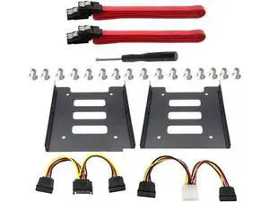 2Pack SSD Mounting Bracket 2.5 to 3.5 Adapter with SATA Cable and Power Splitter Cable,DIY 2.5" to 3.5" Internal SSD/HDD Mounting Kit (Red) 2Pack SSD Mounting Bracket 2.5 to 3.5 Adapter with SATA Cable and Power Splitter Cable,DIY 2.5" to 3.5" Internal SSD/HDD Mounting Kit (Red)
