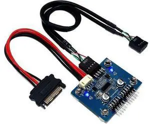 USB 2.0 9pin Header 1 to 2 Extension Hub Splitter Adapter-Converter MB USB 2.0 Male to 2 Male-30CM 9-pin Cable (90 Degree+SATA Cable) USB 2.0 9pin Header 1 to 2 Extension Hub Splitter Adapter-Converter MB USB 2.0 Male to 2 Male-30CM 9-pin Cable (90 Degree+SATA Cable)