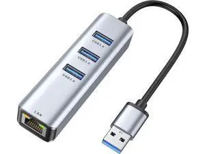 USB to Ethernet Adapter, USB 3.0 to Ethernet, Aluminum 3 Port USB 3.0 Hub with RJ45 10/100/1000 Gigabit Ethernet Adapter Converter LAN Wired, USB Network Adapter for Laptop MacBook USB to Ethernet Adapter, USB 3.0 to Ethernet, Aluminum 3 Port USB 3.0 Hub with RJ45 10/100/1000 Gigabit Ethernet Adapter Converter LAN Wired, USB Network Adapter for Laptop MacBook