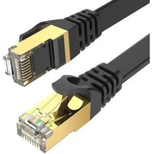 CAT8 Ethernet Cable 15 ft High Speed, Shielded Flat Internet Cable, Weatherproof S/FTP UV Resistant for Router/Gaming/Modem - Black CAT8 Ethernet Cable 15 ft High Speed, Shielded Flat Internet Cable, Weatherproof S/FTP UV Resistant for Router/Gaming/Modem - Black