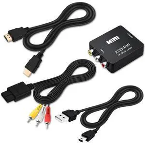 AV to HDMI Converter, N64 AV Cable for Nintendo 64 / Gamecube/Super Nintendo SNES, RCA to HDMI Converter with USB Power and HDMI 4K Cable, Support TV with RCA or HDMI Input 6FT(1.8M) AV to HDMI Converter, N64 AV Cable for Nintendo 64 / Gamecube/Super Nintendo SNES, RCA to HDMI Converter with USB Power and HDMI 4K Cable, Support TV with RCA or HDMI Input 6FT(1.8M)