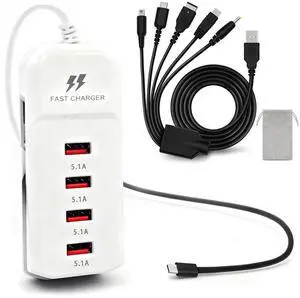 66W USB Charging Hub 5 in 1 USB Charger Cable for Nintendo 3DS, DS Charger, Compatible Nintendo DS Lite, New 3DS (XL/LL), New 3DS, 2DS, DSi XL, NDS, Wii U Gamepad, GBA SP, PSP 66W USB Charging Hub 5 in 1 USB Charger Cable for Nintendo 3DS, DS Charger, Compatible Nintendo DS Lite, New 3DS (XL/LL), New 3DS, 2DS, DSi XL, NDS, Wii U Gamepad, GBA SP, PSP
