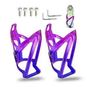 2Pcs Bike Water Bottle Cage, Blue-to-Purple Gradient 2Pcs Bike Water Bottle Cage, Blue-to-Purple Gradient