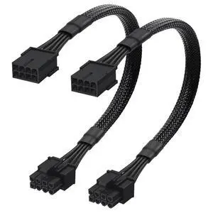 (2 Pack) 8 Pin PCIe Cable, PCIe 8 Pin Female to 8 Pin(6+2) Male GPU Power Extention Sleeved Adapter Cable 9-inch(23cm) (2 Pack) 8 Pin PCIe Cable, PCIe 8 Pin Female to 8 Pin(6+2) Male GPU Power Extention Sleeved Adapter Cable 9-inch(23cm)