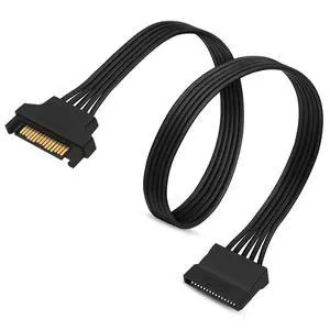 15 Pin SATA Power Extension Cable Male to Female Braided Adapter Black 24-inch(60CM) 15 Pin SATA Power Extension Cable Male to Female Braided Adapter Black 24-inch(60CM)