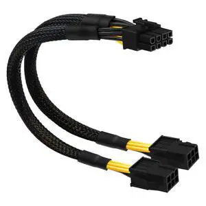 6 Pin to 8 Pin GPU Adapter, Dual 6 Pin Female to 8 Pin Male GPU Power Sleeved Cable 9.5-inch(24cm) 6 Pin to 8 Pin GPU Adapter, Dual 6 Pin Female to 8 Pin Male GPU Power Sleeved Cable 9.5-inch(24cm)