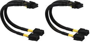 6 Pin to 8 Pin GPU Adapter, Dual 6 Pin Female to 8 Pin Male GPU Power Sleeved Cable 9.5-inch(24cm) (Pack of 2) 6 Pin to 8 Pin GPU Adapter, Dual 6 Pin Female to 8 Pin Male GPU Power Sleeved Cable 9.5-inch(24cm) (Pack of 2)