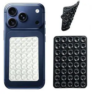 2-Pack Double Sided Suction Cup Phone Grip, Silicone, Black+White 2-Pack Double Sided Suction Cup Phone Grip, Silicone, Black+White