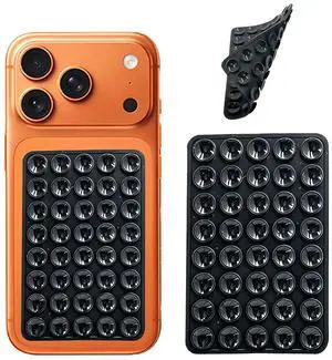 2-Pack Double Sided Suction Cup Phone Grip, Silicone, Black 2-Pack Double Sided Suction Cup Phone Grip, Silicone, Black