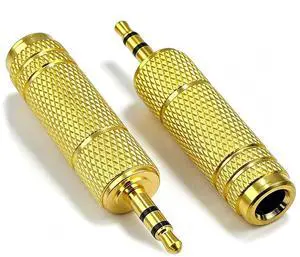 2-Pack 1/8" to 1/4" Stereo Headphone Adapter, Gold 2-Pack 1/8" to 1/4" Stereo Headphone Adapter, Gold