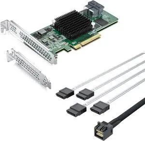 9300-8I Controller Card with Mini SAS SFF-8643 to 4X SATA Cable, SATA + SAS HBA Card with Broadcom's 3008 Chip, PCI Express 3.0 X8, 2X SFF-8643 Ports, 0.5 Meter (1.64ft) 9300-8I Controller Card with Mini SAS SFF-8643 to 4X SATA Cable, SATA + SAS HBA Card with Broadcom's 3008 Chip, PCI Express 3.0 X8, 2X SFF-8643 Ports, 0.5 Meter (1.64ft)