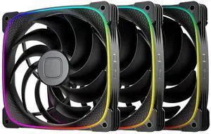 Geometric Future Squama 2503 RGB PWM Fan - 140mm - 3 Pack Performance & Silent Balance - Dual Lighting Loop - 5V 3pin addressable RGB - 4pin PWM - Black (GEO-S2503B-14T) Geometric Future Squama 2503 RGB PWM Fan - 140mm - 3 Pack Performance & Silent Balance - Dual Lighting Loop - 5V 3pin addressable RGB - 4pin PWM - Black (GEO-S2503B-14T)