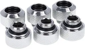 Alphacool Eiszapfen G1/4" HardTube Compression Fitting for Plexi (Acrylic) / Brass Hard Tubes, 13mm OD, Chrome, 6-Pack Alphacool Eiszapfen G1/4" HardTube Compression Fitting for Plexi (Acrylic) / Brass Hard Tubes, 13mm OD, Chrome, 6-Pack