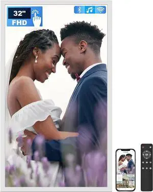 32 Inch FHD Extra Large Digital Picture Frame Touchscreen, 64GB FHD IPS WiFi Digital Photo Frame Remote, Share Photo/Video via Apps, Email, Auto-Rotate, White 32 Inch FHD Extra Large Digital Picture Frame Touchscreen, 64GB FHD IPS WiFi Digital Photo Frame Remote, Share Photo/Video via Apps, Email, Auto-Rotate, White
