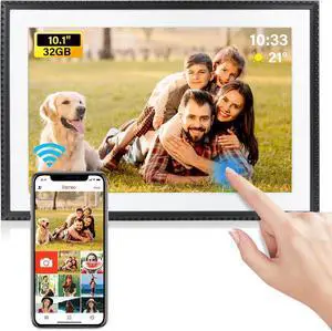 WiFi Digital Picture Frame 10.1 Inch, 32GB Storage Smart Digital Photo Frame IPS HD Touch Screen with Auto-Rotate, Share Photos or Videos Via Frameo App WiFi Digital Picture Frame 10.1 Inch, 32GB Storage Smart Digital Photo Frame IPS HD Touch Screen with Auto-Rotate, Share Photos or Videos Via Frameo App