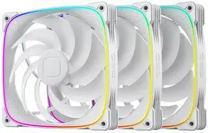 Geometric Future Squama 2503 RGB PWM Fan - 140mm - 3 Pack Performance & Silent Balance - Dual Lighting Loop - 5V 3pin addressable RGB - 4pin PWM - White(GEO-S2503W-14T) Geometric Future Squama 2503 RGB PWM Fan - 140mm - 3 Pack Performance & Silent Balance - Dual Lighting Loop - 5V 3pin addressable RGB - 4pin PWM - White(GEO-S2503W-14T)