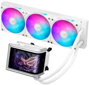 ASUS ROG RYUO IV 360 ARGB White with Curved 6.67-inch AMOLED Display that Supports 3D-Effect Video or Customizable System Stats, Plus Asetek Emma Gen8 V2 Pump and pre-Mounted Daisy-Chained ARGB Fans ASUS ROG RYUO IV 360 ARGB White with Curved 6.67-inch AMOLED Display that Supports 3D-Effect Video or Customizable System Stats, Plus Asetek Emma Gen8 V2 Pump and pre-Mounted Daisy-Chained ARGB Fans