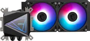 MSI MAG CORELIQUID I240 - AIO ARGB CPU Liquid Cooler - 400mm Radiator - LGA 1700 Ready - Triple 120mm ARGB PWM Fans, Black MSI MAG CORELIQUID I240 - AIO ARGB CPU Liquid Cooler - 400mm Radiator - LGA 1700 Ready - Triple 120mm ARGB PWM Fans, Black