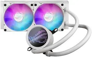 ASUS ROG RYUO III 240 ARGB White Edition All-in-one AIO Liquid CPU Cooler 240mm Radiator, Asetek 8th gen Pump Solution, Anime Matrix LED Display and ROG AF 12S ARGB Fan. ASUS ROG RYUO III 240 ARGB White Edition All-in-one AIO Liquid CPU Cooler 240mm Radiator, Asetek 8th gen Pump Solution, Anime Matrix LED Display and ROG AF 12S ARGB Fan.