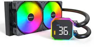 MONTECH HyperFlow Digital 240 CPU Liquid Cooler, 240mm AIO with 3100RPM Pump, 2×120mm E28 ARGB Fans, Real-Time Digital Display, Intel & AMD Support (Black) MONTECH HyperFlow Digital 240 CPU Liquid Cooler, 240mm AIO with 3100RPM Pump, 2×120mm E28 ARGB Fans, Real-Time Digital Display, Intel & AMD Support (Black)