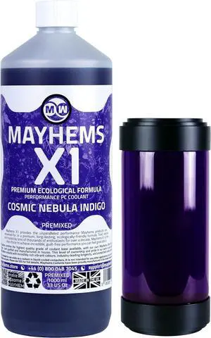 Mayhems - PC Coolant - X1 Premix - Eco Friendly Series, 1 Litre, Cosmic Nebula Indigo Mayhems - PC Coolant - X1 Premix - Eco Friendly Series, 1 Litre, Cosmic Nebula Indigo