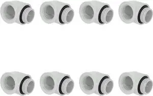 Barrow G1/4" Male to Female 90° Fitting, 90 Degree Angled Elbow Compression Fitting, Extender Connector with Sealed O-Rings for PC Water Cooling System (White 8Pcs) Barrow G1/4" Male to Female 90° Fitting, 90 Degree Angled Elbow Compression Fitting, Extender Connector with Sealed O-Rings for PC Water Cooling System (White 8Pcs)