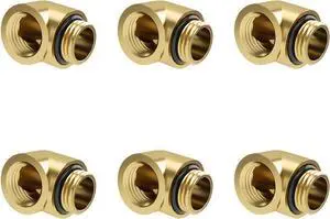 Barrow G1/4" Male to Female 90° Fitting, 90 Degree Angled Elbow Compression Fitting, Extender Connector with Sealed O-Rings for PC Water Cooling System (Gold 6Pcs) Barrow G1/4" Male to Female 90° Fitting, 90 Degree Angled Elbow Compression Fitting, Extender Connector with Sealed O-Rings for PC Water Cooling System (Gold 6Pcs)