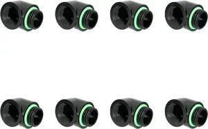 Barrow G1/4" Male to Female 90° Fitting, 90 Degree Angled Elbow Compression Fitting, Extender Connector with Sealed O-Rings for PC Water Cooling System (Black 8Pcs) Barrow G1/4" Male to Female 90° Fitting, 90 Degree Angled Elbow Compression Fitting, Extender Connector with Sealed O-Rings for PC Water Cooling System (Black 8Pcs)